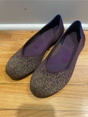 Rothys Purple Knit Ballet Flats with Gold Fleck